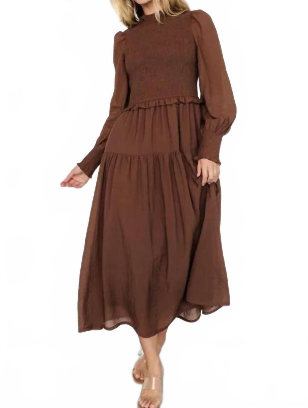 NEW LISTICLE katherine long sleeves dress in mocha